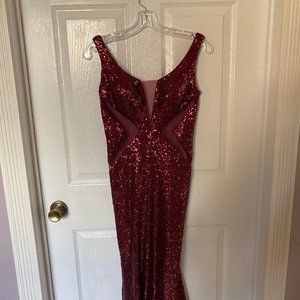 Maroon Sequin Prom Dress